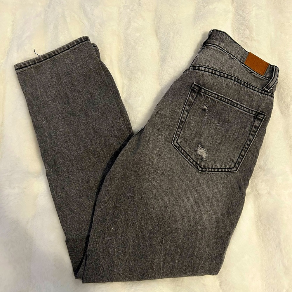 URBAN OUTFITTERS Black Distressed Denim Straight-Leg Jeans